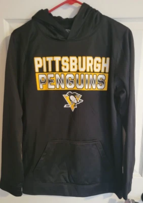 Boys NHL Pittsburgh Penguins Graphic Logo Black Hoodie XL 16/18 - Image 1 of 3