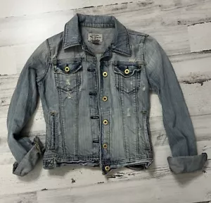 Polo Jeans Co Denim Jacket Women’s XS Lydia Distressed Ralph Lauren Jean Jacket - Picture 1 of 6