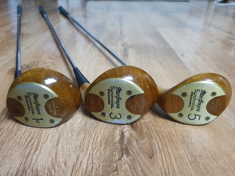 MacGregor Synchrolite Eye-o-matic M95 Oil Hardened Persimmon 1,3,5 Wood Set R - Image 1 of 4