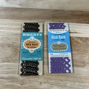 2 Wrights Medium Rick Rack Black & Gold and Lavender 2 1/2 Yd, 1/2" wide 8h - Picture 1 of 4