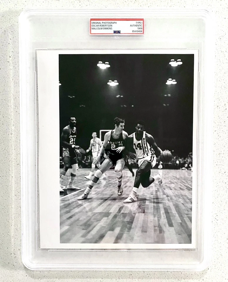 1969 Oscar Robertson "Big O's Bullish Drive" PSA Type 1 Original Photo by Emmons - Image 1 of 2