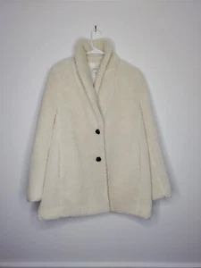 J Crew Small Teddy Fleece Shawl Collar Coat Jacket Medium Cream K2208 - Picture 1 of 7