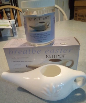 Lote de 2 NETI POT Cerámica Lavado Nasal y SAL por Himalayan Institute - Envío Gratis Foto 1 de 4