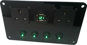 Switch Panel with 240v sockets & USB Charging Unit Motorhome VW Campervan - Picture 1 of 3