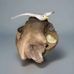 Scultura da appoggio gabbiano marino decorazione nautica arte Driftwood 2” x 5,5” - Foto 1 di 6