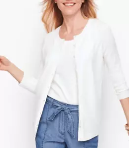 Talbots Pima Cotton Blend White Cardigan Sweater Women 2X NWOT - Picture 1 of 8