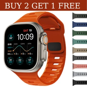 For Apple Watch Band Series Ultra 8 7 SE 6 5 Sport Silicone Strap 38-49mm Band - Picture 1 of 38
