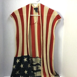 Rue 21 Patriotic Sleeveless Shawl Stars and Stripes - Picture 1 of 5
