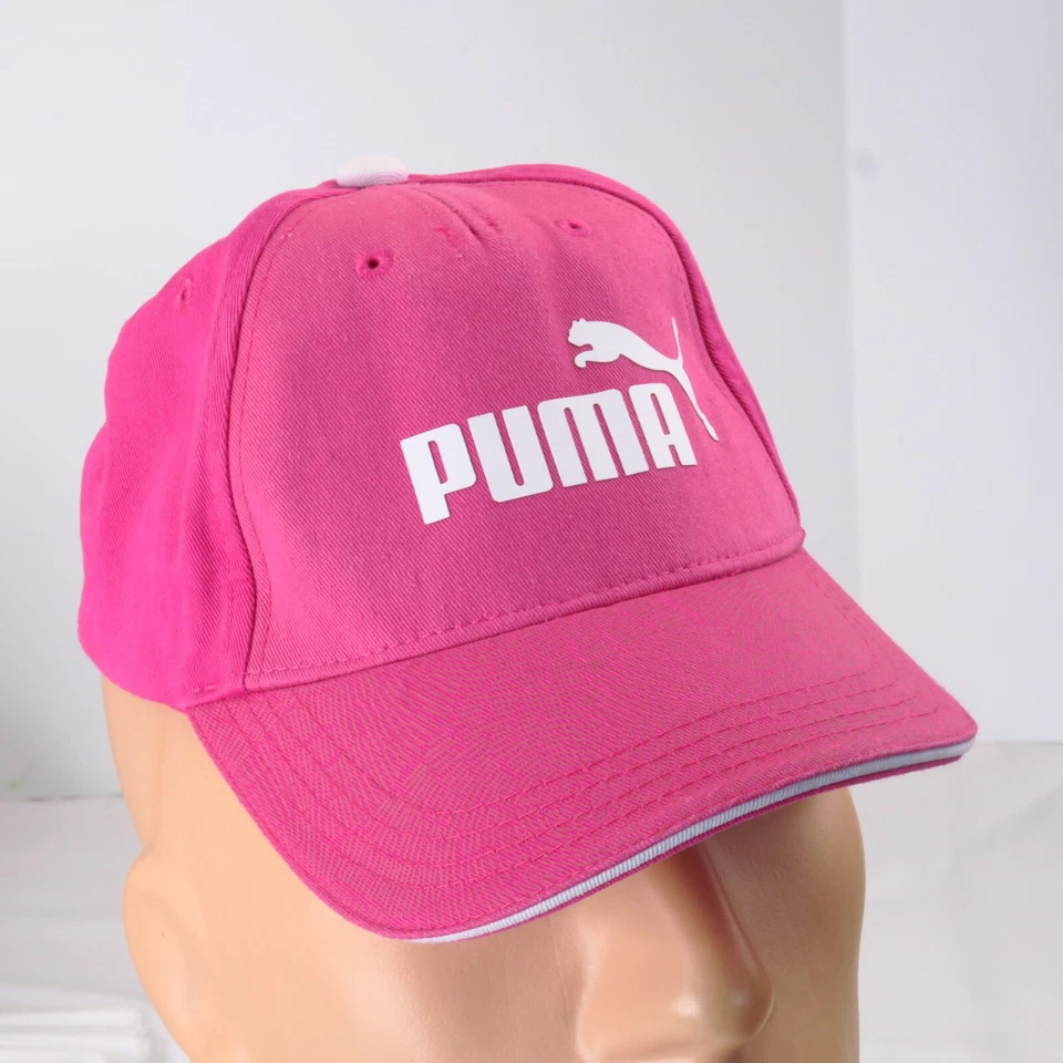 Puma Youth Girls Bright Pink Baseball Strapback Hat Cap Sports White Logo - Image 1 of 4