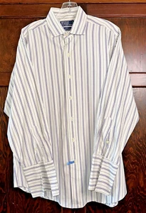 VTG 90's Polo Ralph Lauren Oxford Shirt Men's 16-32 (MediumLarge) Purple Stripe - Picture 1 of 6