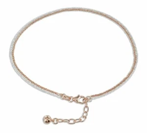 Fußkette 925 Silber Bicolor mit Kugel und Verlängerung - Imagen 1 de 1