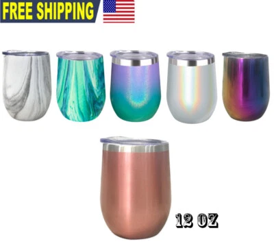 Vaso de vino de 12 oz de acero inoxidable con tapa para sorber al vacío taza aislante de doble pared Foto 1 de 4