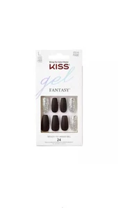 Kiss Gel Fantasy Collection 24 Count Black/Sparkle Long Length - Picture 1 of 1