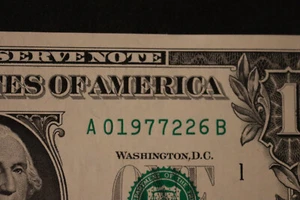 [FEB 26, 1977] ONE DOLLAR FANCY BIRTHDAY NOTE  SN  A 01977226 B - Picture 1 of 3