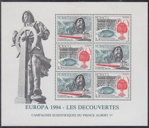 MONACO Sc # 1905a CPL MNH HOJA de 3 JUEGOS, EUROPA 1994, INVESTIGACIÓN OCEANOGRÁFICA - Imagen 1 de 1