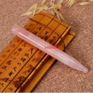 Herramienta natural de cuarzo rosa Gua sha puntos de acupuntura masaje palo herramienta de terapia - Imagen 1 de 5