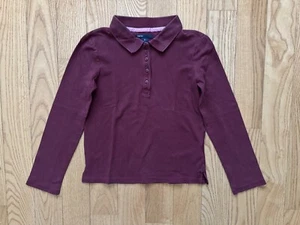 Gap Kids Girls Burgundy Long Sleeve Polo Uniform Shirt Sz M 8 - Picture 1 of 3