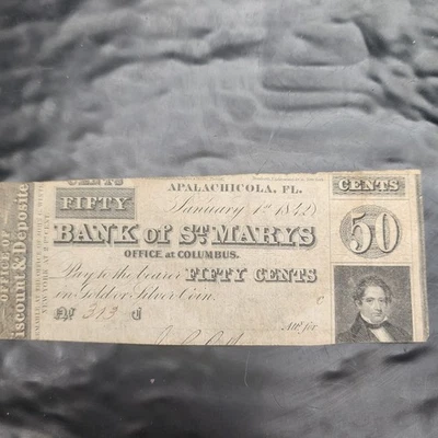 Apalachicola FL Bank of St Marys 50c/Mechanics Savings  on Back 🌴 - Image 1 of 4