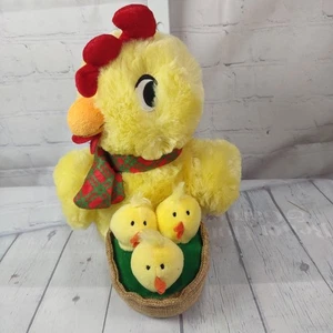 Gemmy Plush Chicken & Chicks Light Up Singing Merry Christmas - Picture 1 of 8