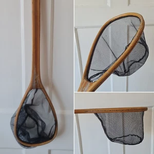 Vintage Wooden Fly Fishing Landing Net - Classic Teardrop Shape - Picture 1 of 10