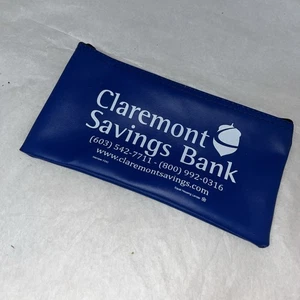 Claremont Saving Bank Deposit Zippered Bag Blue Claremont NH - Picture 1 of 3