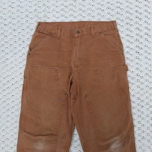 Carhartt B136 Mens Double Knee Front Canvas Carpenter Work Pants Brown - 33x32 - Picture 1 of 14