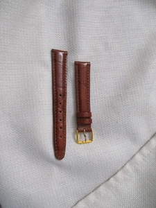 cinturino orologio cinturino 17mm vera pelle coccodrillo fibbia oro marrone chiaro - Foto 1 di 3