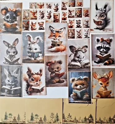 Лесные книги для чтения с животными лесные заметки с конвертами и наклейками 50 ВСЕГО шт. - Изображение 1 из 3