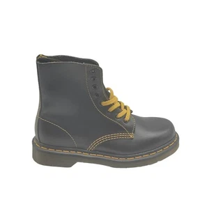 Dr. Martens 1460 Pascal Yellow Stitch Black Leather Men Boots Size 5 - Picture 1 of 11