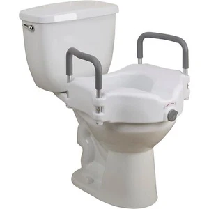Drive Medical RTL12027RA 2-in-1 Raised Toilet Seat with Removable Padded Arms, - Picture 1 of 6