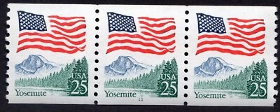 Scott #2280a Flag Over Yosemite Plate # Coil (PNC3) of 3 Stamps - MNH P#11 - Image 1 of 2