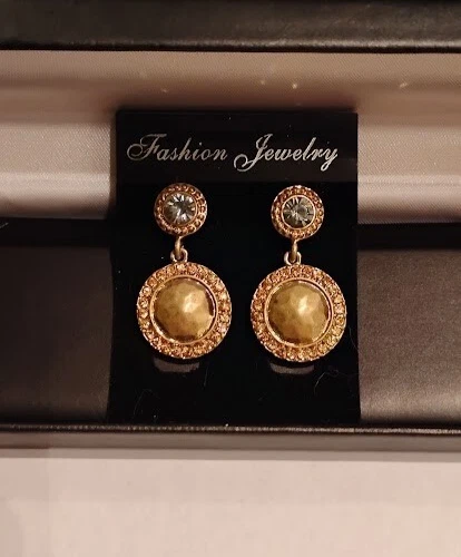 Pendientes colgantes/colgantes tono dorado gris imitación piedra tono dorado 1 1/4" nuevos con etiquetas Foto 1 de 1