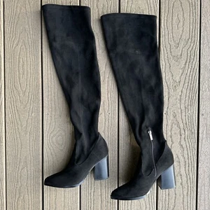 Marc Fisher LTD Onyse Black Microfiber Suede Over The Knee Boots Size 6.5 NWT - Picture 1 of 7