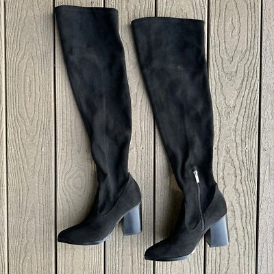 Marc Fisher LTD Onyse черный микрофибры замши над колена ботинки размер 6,5 новый с Ярлыками - Изображение 1 из 4