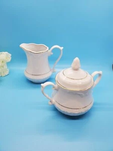 Vintage Southington BAUM Golden Rhapsody Fine China POLAND Creamer & Sugar Bowl - Picture 1 of 10
