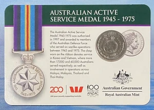 2017 Legends of the Anzac "Australian Active Service Medal" 20 cent UNC Coin - Picture 1 of 2
