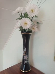 blumenvase schwarz Glass ca 40 cm ¢12 cm mit Deko - Bild 1 von 5