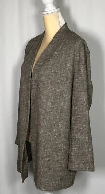 Chaqueta Blazer Mujer Eileen Fisher Grande Algodón Seda Marrón Lagenlook Nueva con Etiquetas $328 Foto 1 de 4