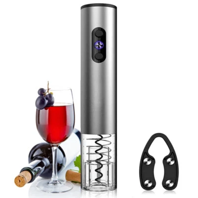 Abridor de Botellas de Vino Eléctrico, Sacacorchos Automático con Removedor de Lámina (Plateado) Foto 1 de 4