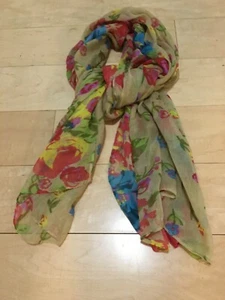 Floral Multi Color Scarf Shawl Head Wrap Lightweight - Picture 1 of 8
