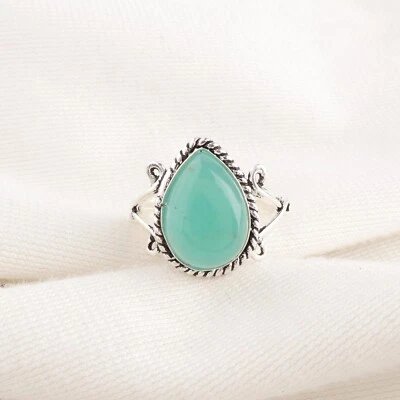 Anillo de plata esterlina 925 con piedras preciosas de amazonita hecho a mano anillo de joyería regalo para esposa Foto 1 de 3