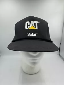 CAT Solar Hat Caterpillar Embroidered Snapback Rope Black Trucker Made in USA - Picture 1 of 7