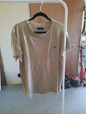 Size XL Mens Cream/Mustard Stiped Academy Brand T Shirt With Pocket On Left...