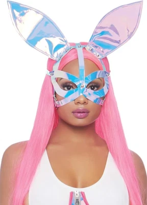 Leg Avenue Holographic vinyl bunny ear mask - Image 1 of 2