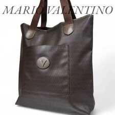 Valentino Tote Shoulder Bag A4 Logo Leather Brown Unisex men's USED FROM JAPAN
