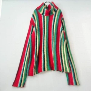 Authentic ISSEY MIYAKE Sweater Striped Mohair Knit Men's Used from Japan Size L - Picture 1 of 8