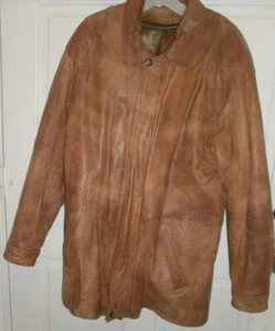 VTG Mens SHAILMAR sz L  Golden Brown LEATHER COAT ~  Zip Out Extra Lining - Picture 1 of 5