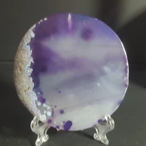 Natural Crystal Dark Purple Dyed Agate Slab-no stand - Picture 1 of 4
