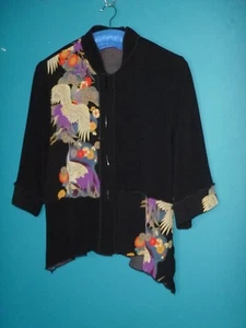 Moonlight Y&S Fashion Design Kimono Jacket with Asian Birds Flowers Sz 2X - Picture 1 of 11