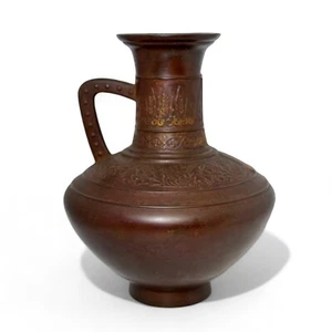 Antique Meiji Period Japanese Bronze Vase w/ Chinese General Inscriptions - Bild 1 von 8